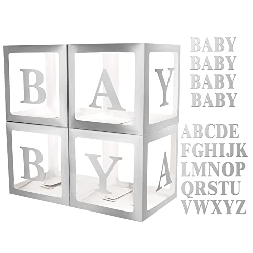1st Birthday Decorations Box Kit 3pcs White Transparent Square Baby Shower  Boxes ONE for Girl Boy Theme Party Supplies Decoration 