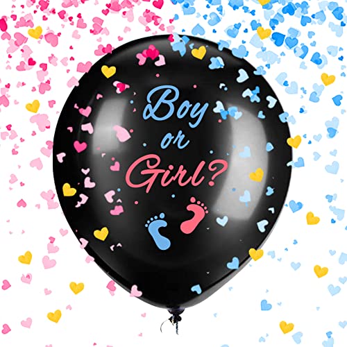 Gender Reveal Balloons, 1 Pack/2 Pack 36 Inch Black Boy or Girl