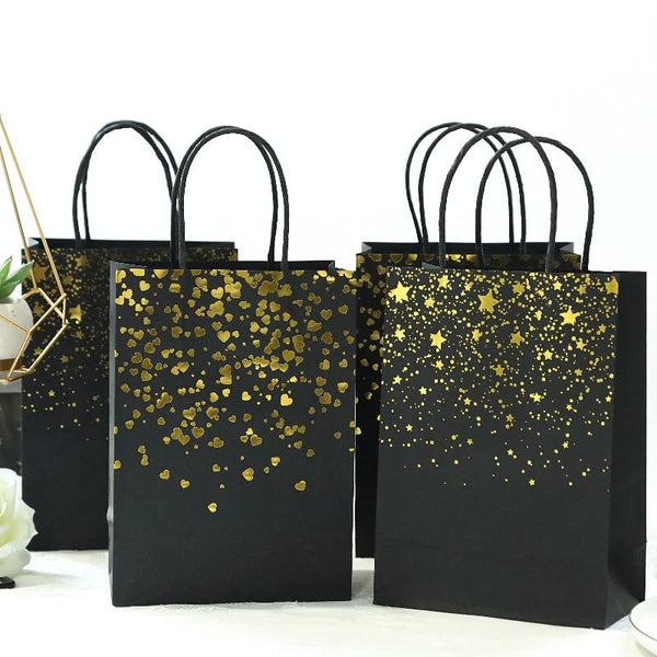 Small Black Gold Gift Bags 24pcs Paper Bags with Handles for