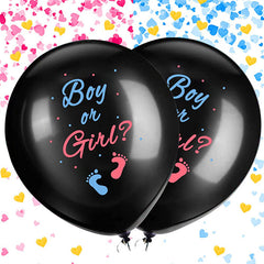 Gender Reveal Balloons, 1 Pack/2 Pack 36 Inch Black Boy or Girl Balloon with Pink and Blue Heart-Shaped Confetti for Gender Reveal Party Decorations
