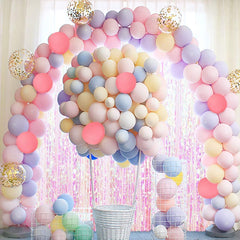 Pastel Balloon Garland Kit 202Pcs Rainbow Macaron Balloons Arch Kit with White Foil Fringe Curtain for Birthday Party Baby Shower Decorations