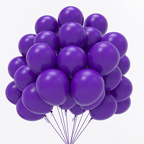 JOYYPOP Purple Balloons 100 Pcs Purple Party Latex Balloons 12 Inch Dark Purple Latex Balloons for Birthday Butterfly Princess Mermaid Baby Shower Party Decorations