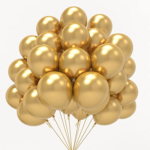 JOYYPOP Metallic Gold Balloons 100 Pcs Gold Party Latex Balloons 12 Inch Gold Latex Balloons for Graduation Wedding Birthday Anniversary New Years Party Decorations