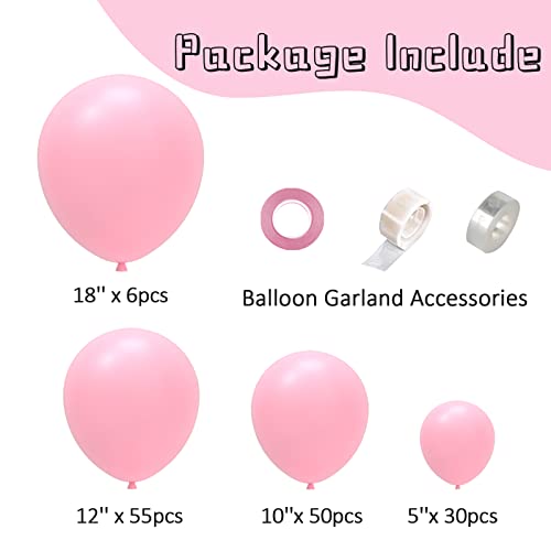 141 Pcs Pink Balloon Garland Kit 5'' 10'' 12'' 18'' Pink Balloons for Bridal Shower Baby Shower Wedding Birthday Party Decorations