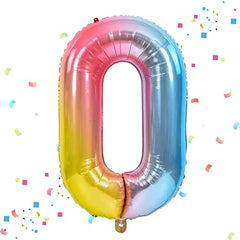 JOYYPOP 40 Inch Rainbow Number Balloon Foil Large Number 0 Balloon for Birthday Anniversary Baby Shower Unicorn Parties