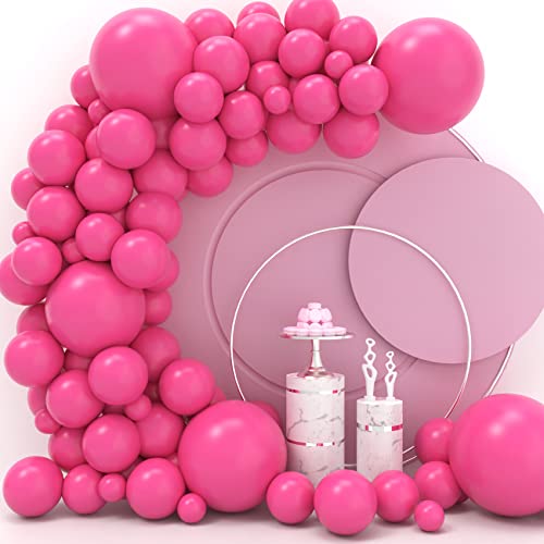 JOYYPOP Hot Pink Balloons 110 Pcs Hot Pink Balloon Garland Kit 5 inch+10 inch+12 inch+18 inch Pink Balloons for Baby Shower Birthday Party Decorations