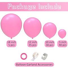JOYYPOP Pink Balloons 110 Pcs Pink Balloon Garland Kit Different Sizes 5 10 12 18 Inch Pink Balloons for Birthday Valentine's Day Party Decorations