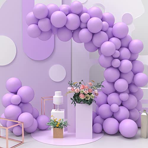 JOYYPOP Purple Balloons 90pcs Light Purple Balloon Garland Arch Kit 12inch+5inch Pastel Purple Balloons for Baby Shower Birthday Wedding Bridal Party Decorations