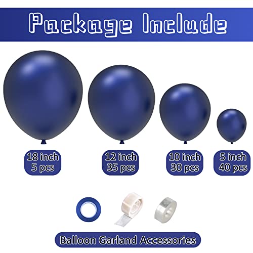 Navy Blue Balloons 110 Pcs Navy Blue Balloon Garland Kit Different Sizes 5 10 12 18 Inch Dark Blue Balloons for Birthday Anniversary Party Decorations