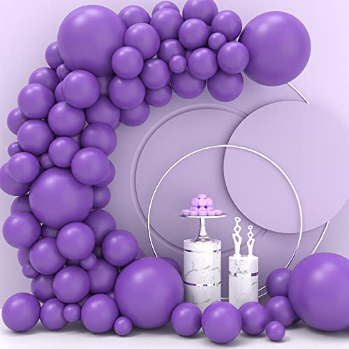 JOYYPOP Purple Balloons 110 Pcs Purple Balloon Garland Kit Different Sizes 5 10 12 18 Inch Purple Balloons for Baby Shower Birthday Party Decorations