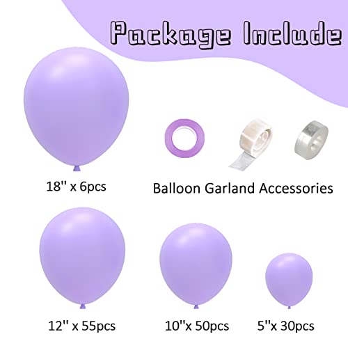 141 Pcs Purple Balloon Garland Kit 5'' 10'' 12'' 18'' Purple Balloons for Baby Shower Wedding Birthday Party Decorations