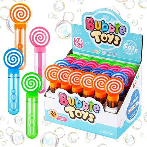 JOYYPOP 24 Pack Mini Bubble Wands Set 4 Colors for Kids Party Favors Bubble Wands Summer Gifts for Boys Girls Themed Birthday Party