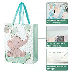 24 Packs Small Elephant Baby Gift Bag 7.9" Baby Shower Goodie Bags Birthday Party Favor Bags for Kids Animal Theme Party Supplies