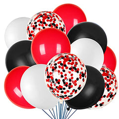JOYYPOP 80Pcs Red White and Black Latex Balloons with Confetti Balloons for Graduation Poker Card Party Decorations,Casino Party,Race Car Party