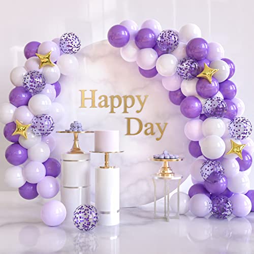 JOYYPOP Purple Balloon Garland Arch Kit 104pcs Purple Party Decorations With Purple Confetti Balloons for Baby Shower Birthday Wedding Party Decorations Supplies