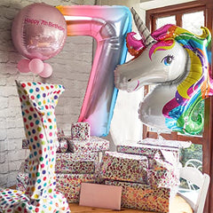 JOYYPOP 40 Inch Rainbow Number Balloon Foil Large Number 7 Balloon for Birthday Anniversary Baby Shower Unicorn Parties