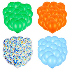 Orange Blue and Green Latex Balloons with Confetti Balloons for Dinosaur Baby Shower Birthday Party(80 Packs)