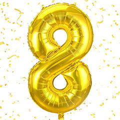 JOYYPOP 40 Inch Gold Number Balloons Foil Large Helium Number 8 Balloon for Birthday Anniversary Graduation Baby Shower Party Decorations
