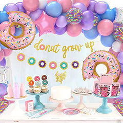 Donut Birthday Party Decorations 192pcs Donut Balloon Garland Arch Kit with Donut Foil Balloons, Donut Grow Up Banner and Colorful Confetti Balloons for Donut Grow Up Two Sweet Girl Birthday Party