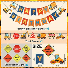 JOYYPOP Construction Birthday Party Supplies Serve 16, 157Pcs Construction Party Decorations with Plates, Cups, Forks, Knives, Spoons, Straws, Banners, Balloons and Construction Signs for Boys Kids Birthday
