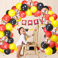 JOYYPOP Black Red Yellow Latex Balloons with Confetti Balloons for Baby Shower Mouse Brithday Party (80 Packs)