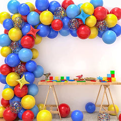 Carnival Circus Balloon Garland Kit with 103pcs Red Blue Yellow Latex Balloons Garland and Star Foil Balloons for Paw Patrol Birthday Party Carnival Circus Birthday Party