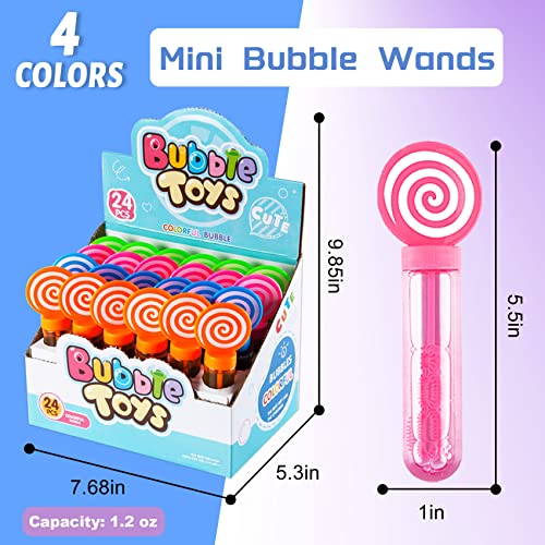 JOYYPOP 24 Pack Mini Bubble Wands Set 4 Colors for Kids Party Favors Bubble Wands Summer Gifts for Boys Girls Themed Birthday Party