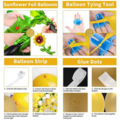 Sunflower Party Decorations, 111pcs Sunflower Balloon Garland Kit with Happy Birthday Banner, Artificial Sunflower Garland, Sunflower Foil Balloons for Birthday Party Decor