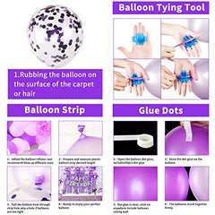 JOYYPOP Birthday Party Decorations Happy Birthday Balloons Banner with Purple and Silver Balloons Set, Purple Foil Fringe Curtain for Women Girl Birthday Party (Purple）