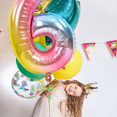 JOYYPOP 40 Inch Rainbow Number Balloon Foil Large Number 6 Balloon for Birthday Anniversary Baby Shower Unicorn Parties