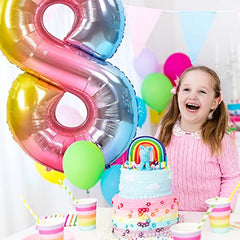 JOYYPOP 40 Inch Rainbow Number Balloon Foil Large Number 8 Balloon for Birthday Anniversary Baby Shower Unicorn Parties
