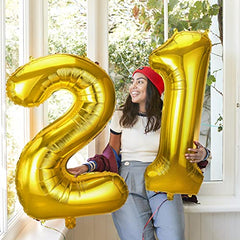 JOYYPOP 40 Inch Gold Number Balloons Foil Large Helium Number 2 Balloon for Birthday Anniversary Graduation Baby Shower Party Decorations