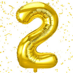 JOYYPOP 40 Inch Gold Number Balloons Foil Large Helium Number 2 Balloon for Birthday Anniversary Graduation Baby Shower Party Decorations