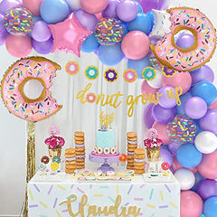 Donut Birthday Party Decorations 192pcs Donut Balloon Garland Arch Kit with Donut Foil Balloons, Donut Grow Up Banner and Colorful Confetti Balloons for Donut Grow Up Two Sweet Girl Birthday Party