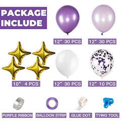 JOYYPOP Purple Balloon Garland Arch Kit 104pcs Purple Party Decorations With Purple Confetti Balloons for Baby Shower Birthday Wedding Party Decorations Supplies