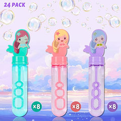 JOYYPOP 24 Pack Mini Bubble Wands for Kids Mermaid Party Favors Bubble Toy Summer Gifts for Boys Girls Mermaid Theme Birthday Party