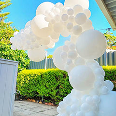 JOYYPOP White Balloons 90pcs White Balloon Garland Arch Kit 12inch+5inch Pastel White Balloons for Baby Shower Birthday Wedding Bridal Party Decorations