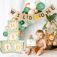 JOYYPOP Baby Boxes with 34pcs Letters(A-Z+Baby) for Baby Shower, Transparent Balloon Boxes Blocks for Gender Reveal, Bridal Shower, Birthday Party Decorations (Sage Green)