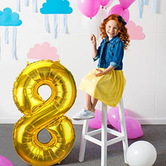 JOYYPOP 40 Inch Gold Number Balloons Foil Large Helium Number 8 Balloon for Birthday Anniversary Graduation Baby Shower Party Decorations