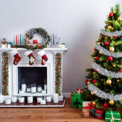 JOYYPOP 39.6 Feet Silver Christmas Tinsel Garland Shiny Tree Tinsel Garland Metallic Garland Decorations for Christmas Holiday Party, 6.6 Feet,6 Pcs