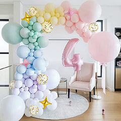 Pastel Balloon Garland Kit 137 Pcs Macaron Balloons and Gold Confetti Balloons 5'' 10'' 12'' 18'' Pastel Color Balloons for Wedding Birthday Baby Shower Party Decorations