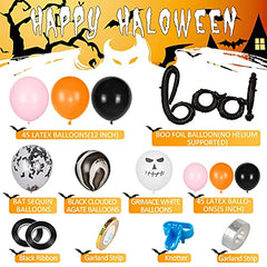 Halloween Balloon Garland Arch Kit 121 Pack , Boo Foil Balloons and Black Pink Orange Eyeball Latex Balloons with Grimace Balloons for Halloween Party Decorations