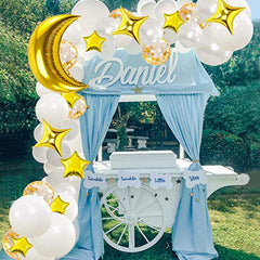 White Gold Balloon Garland Set with Moon and Star Balloons, Gold Confetti Balloons for Baby Shower Party Decorations Twinkle Twinkle Little Star Theme Party