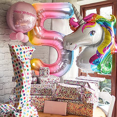 JOYYPOP 40 Inch Rainbow Number Balloon Foil Large Number 5 Balloon for Birthday Anniversary Baby Shower Unicorn Parties